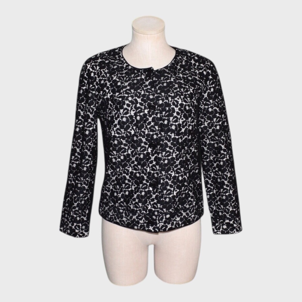 Talbots Lace Overlay Long Sleeve Blouse Jacket